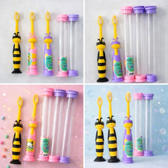 Make brushing fun for kids Cute bee design toothbrush with protective case - Each