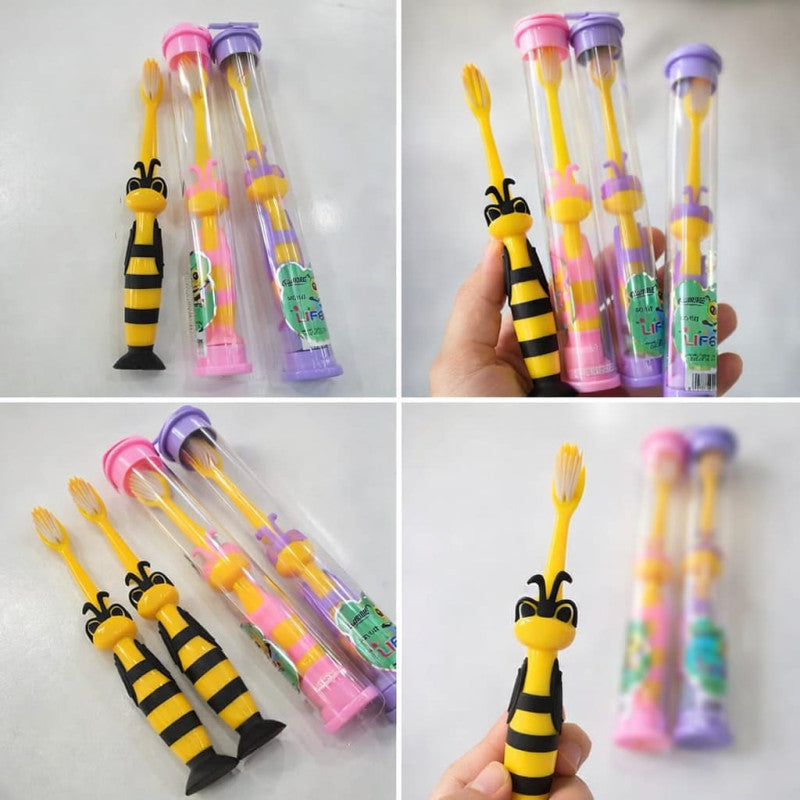 Make brushing fun for kids Cute bee design toothbrush with protective case - Each