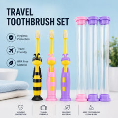 Make brushing fun for kids Cute bee design toothbrush with protective case - Each