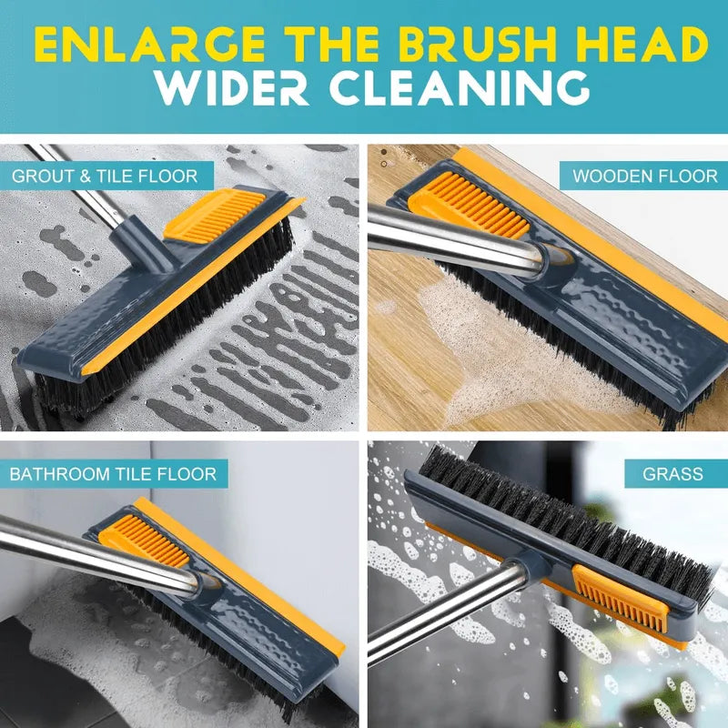 Bathroom Cleaning Brush with Scraper - Long Handle for Easy Reach