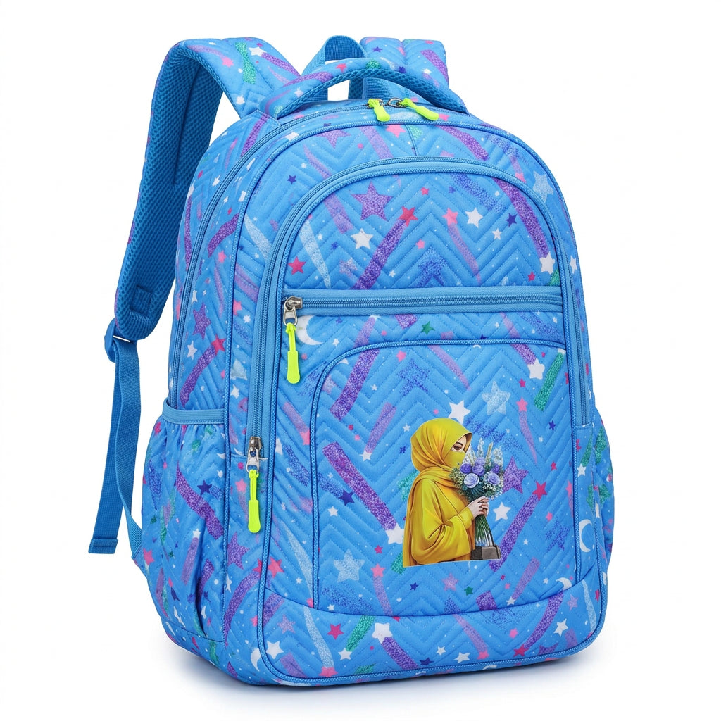 Girls 4-Zipper Parachute Fabric School Backpack