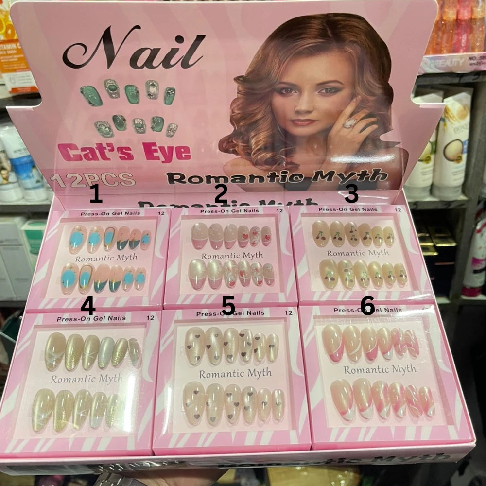 Romantic Myth Cat's Eye Press On Gel Nails - 12 Pcs