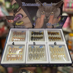 Romantic Cool Cat's Eye Press On Gel Nails - 12 Pcs ( Each )