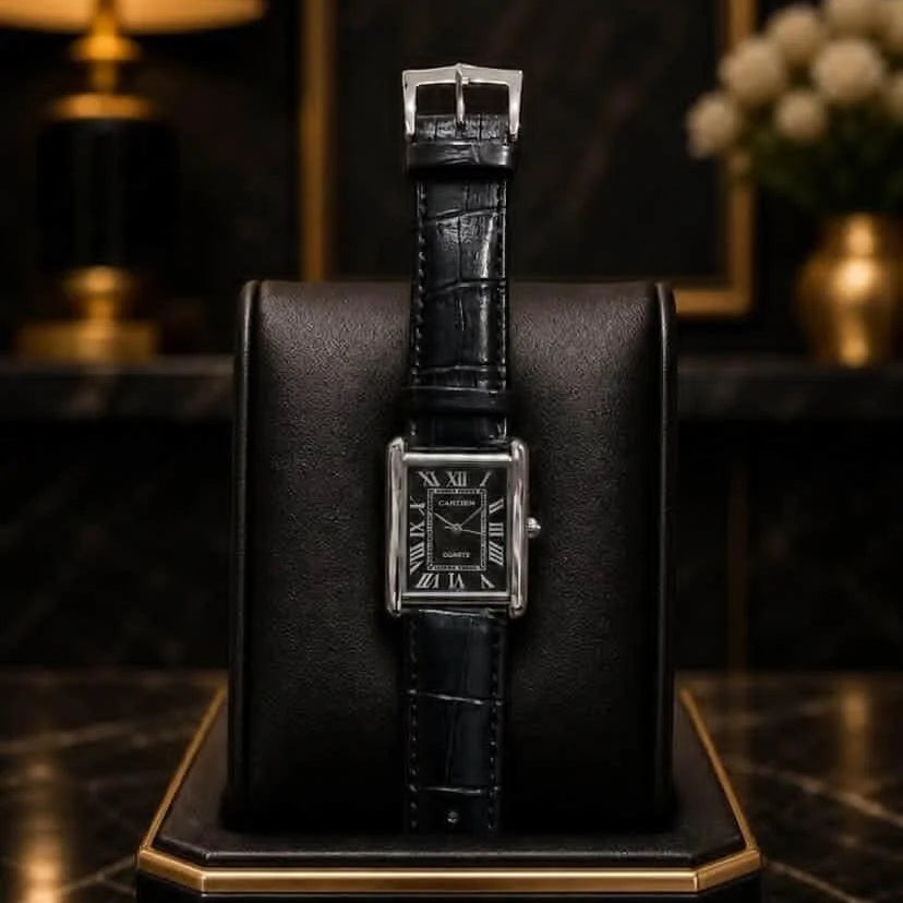  Classic Leather Rectangular Dial Watch