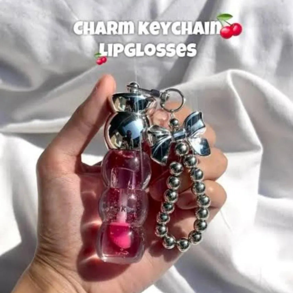 Hydra Kiss Lip Gloss with Bow Charm Keychain 