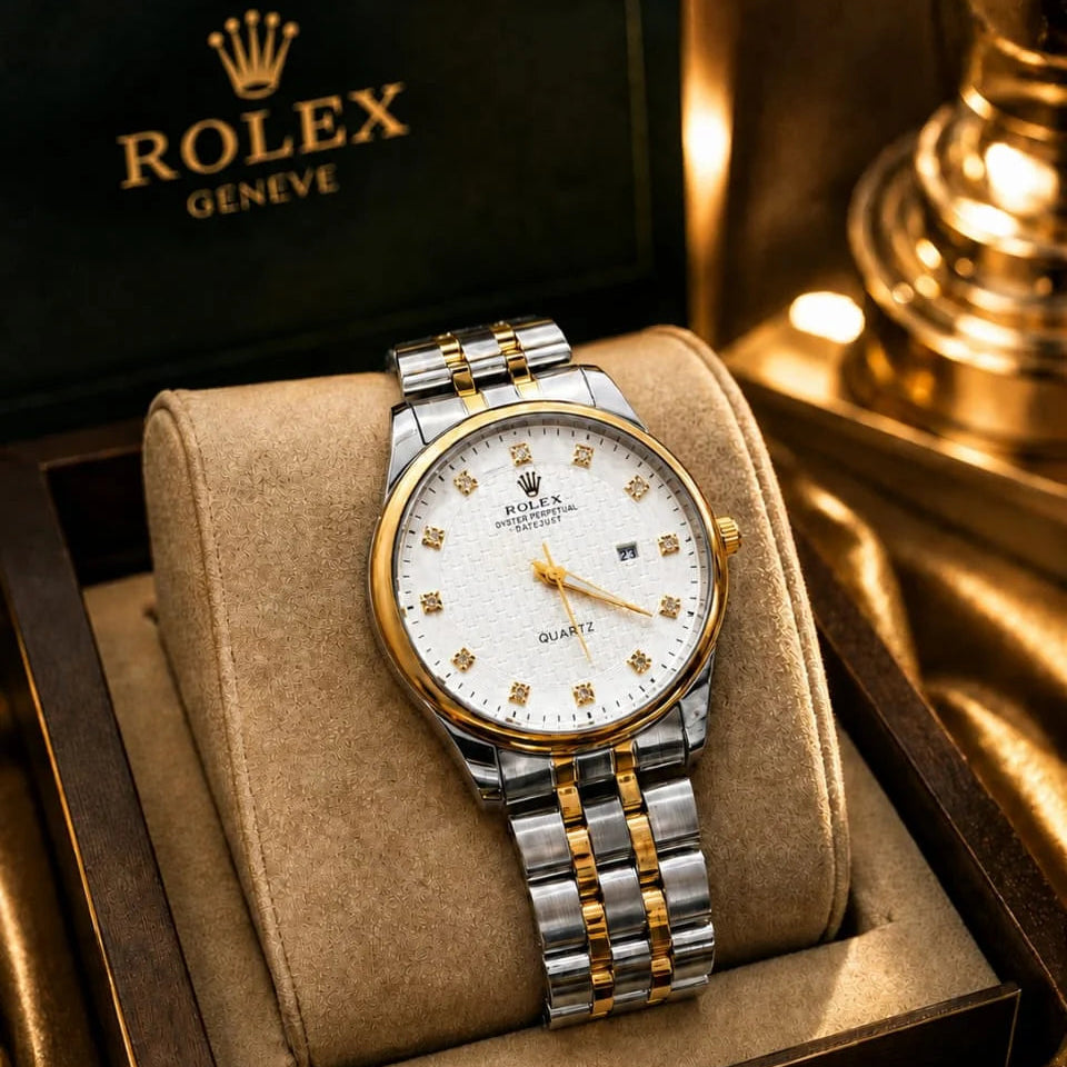 Rolex Style Stainless Steel Chain & Master Lock Watch - With Box