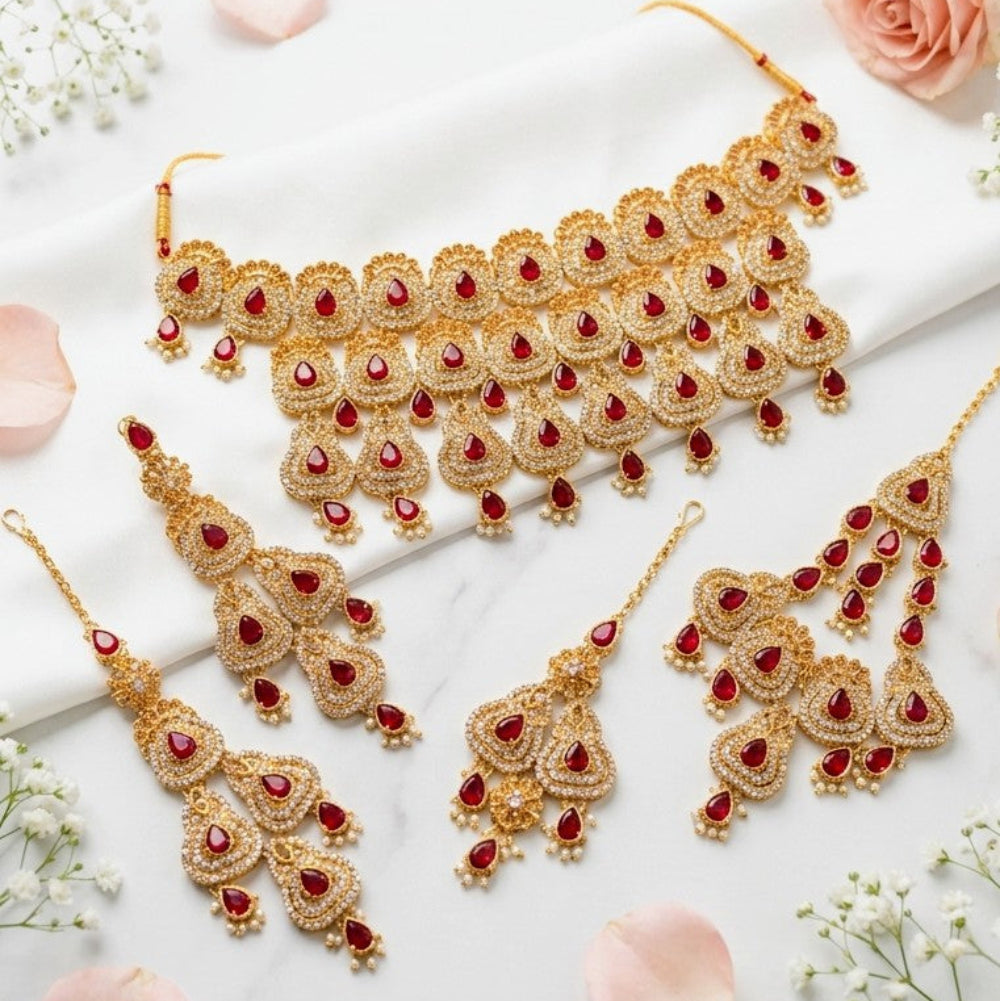ZARCON Bridal Set Maroon – Beautiful Bridal Necklace Set
