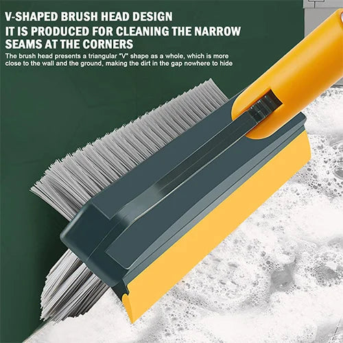 2-in-1 Rotatable Floor Scrub Brush & Rubber Squeegee Wiper