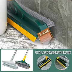 2-in-1 Rotatable Floor Scrub Brush & Rubber Squeegee Wiper