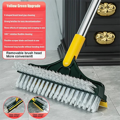 2-in-1 Rotatable Floor Scrub Brush & Rubber Squeegee Wiper