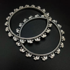 Attractive Elephant Oxidised German Silver Design Bangles - Each Set
