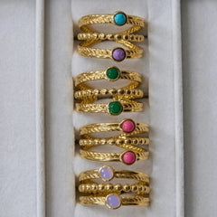 Multicolored Stone Multi Band Stackable Ring