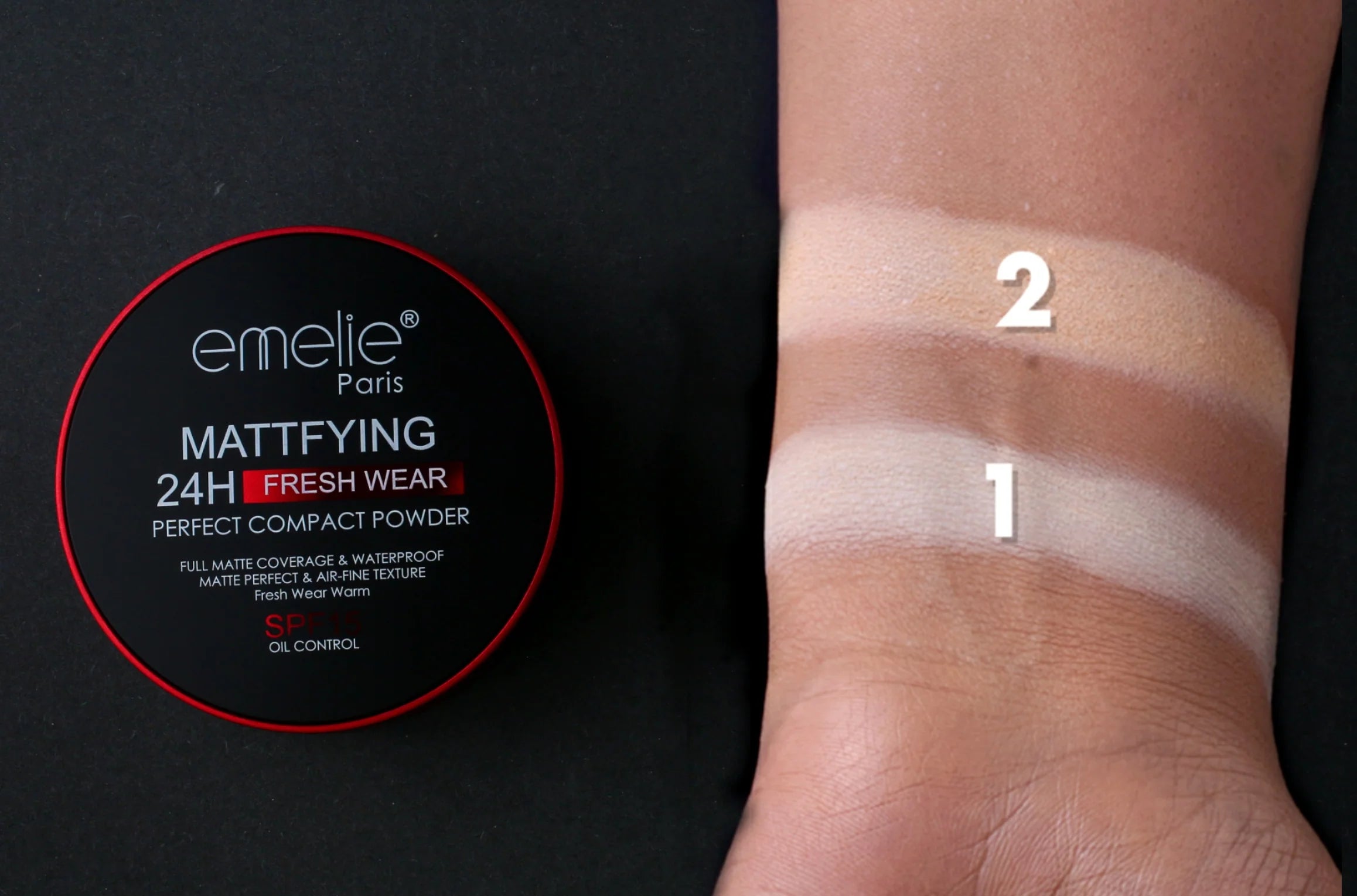 Emelie 2 In 1 Matte Maker 24 Face Compact Long-wear