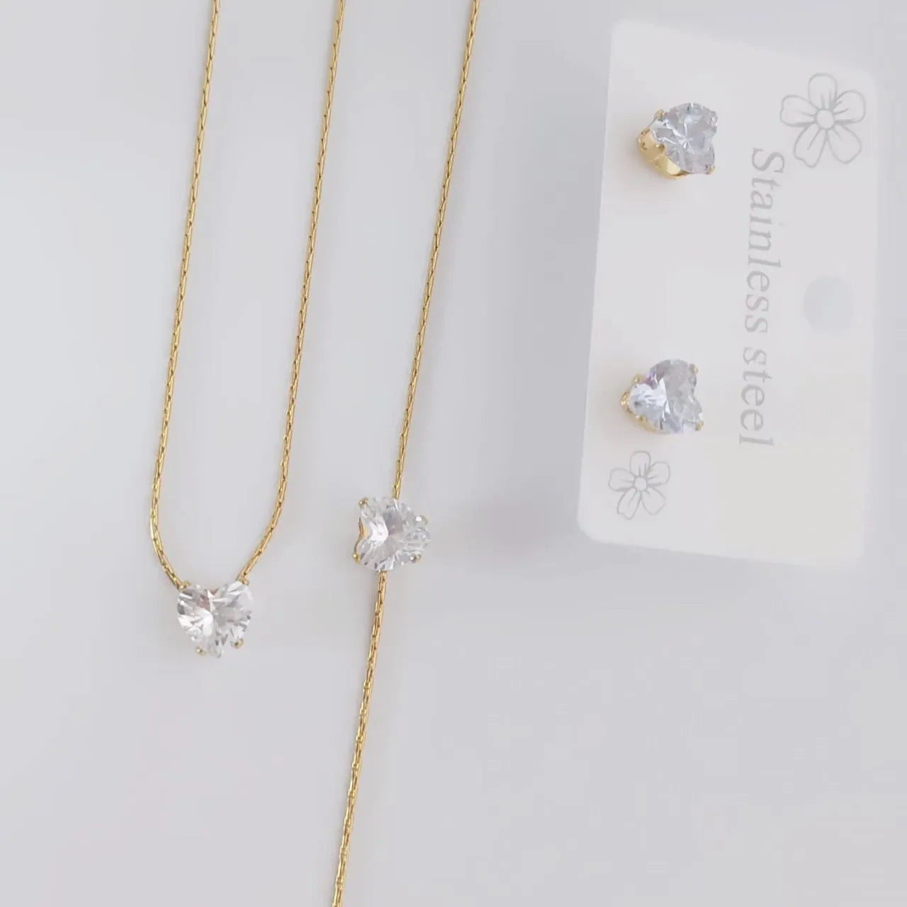 Gold Heart Crystal Jewelry Set