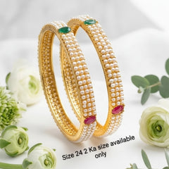 Finish Pearl & Square Stone Bangle for Women