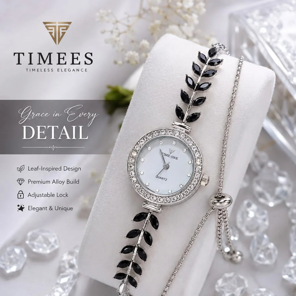 Timeless Elegance Leaf-Inspired Quartz Bracelet Watch