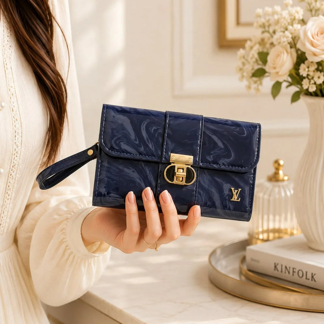 Womens Marble Pattern Clutch Bag