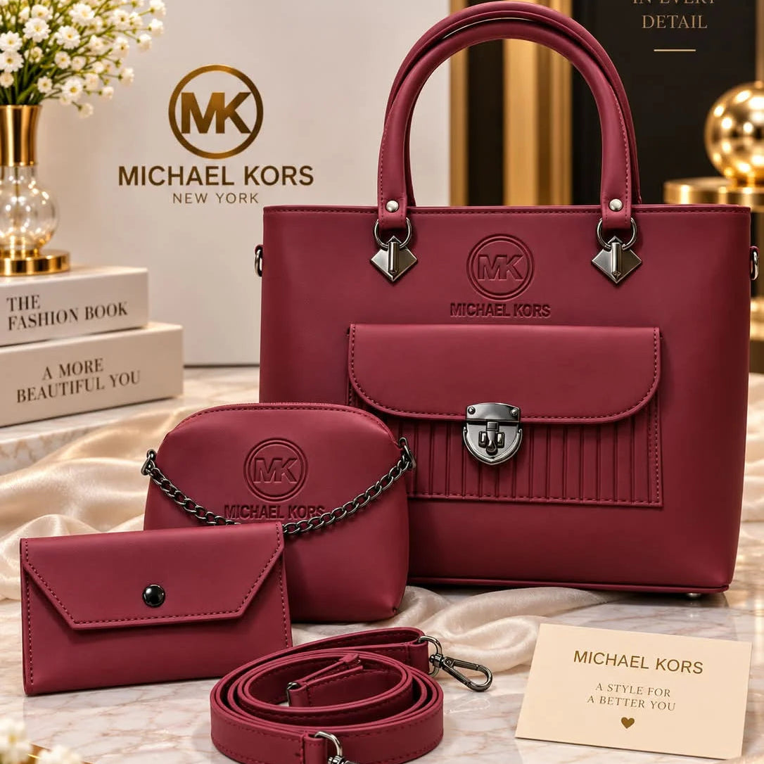Michael Kors Handbag Set with Crossbody Pouch and Wallet - 3 Piece