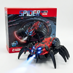 Remote Control Spider Toy – 2.4GHz RC Spider with Lights, Music & 360° Spinning Action