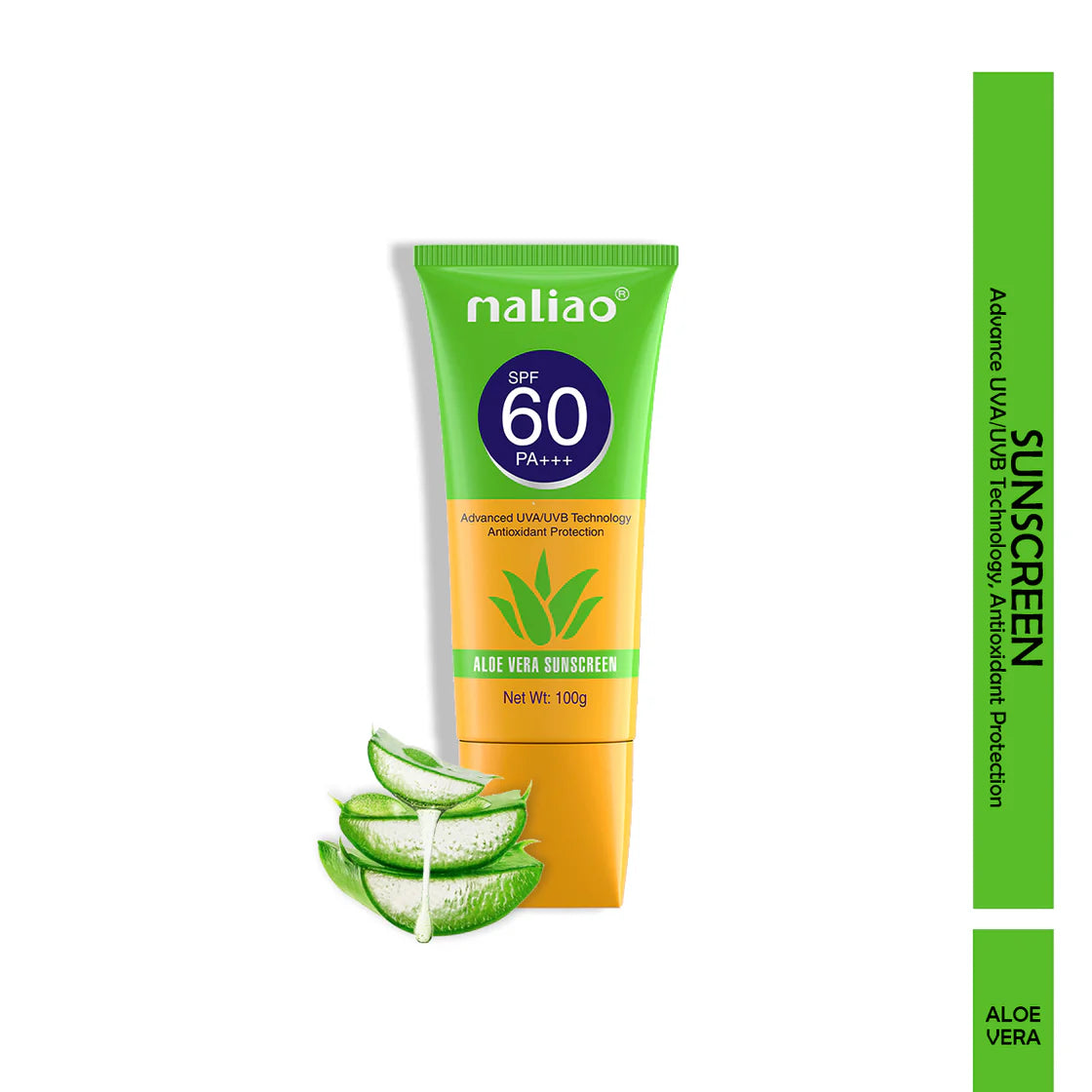 Maliao Aloe Vera Sunscreen SPF 60 PA+++ - Ultimate Sun Protection for Your Skin - 100g