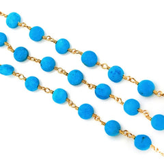 Turquoise Coin Rosary Chain Permanent Bracelet
