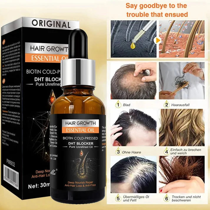Hair Growth Essential Oil Biotin Cold-Pressed DHT Blocker - 30ml