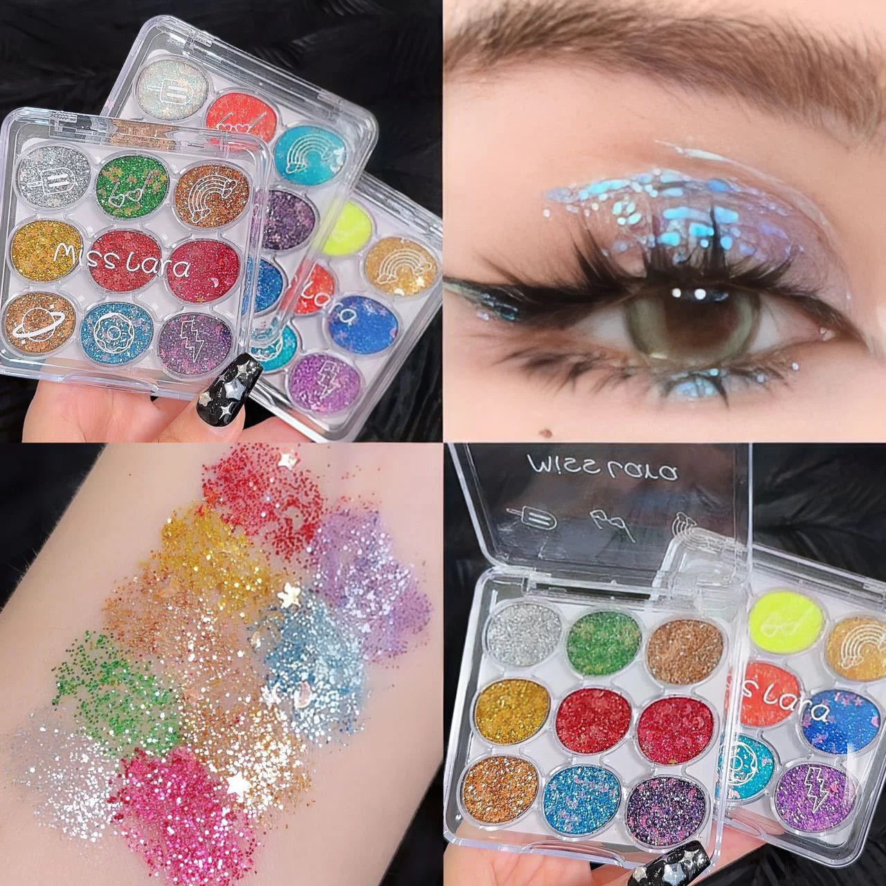 Miss Lara Cream Glitter Eyeshadow Palette - 9 Color