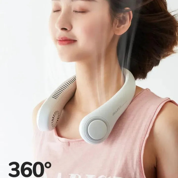 Portable Bladeless Neck Fan – USB Rechargeable 360° Cooling Hanging Fan