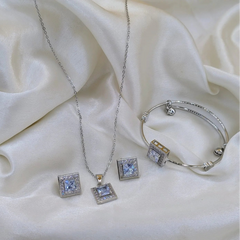 Silver Plated Square Zircon Jewelry