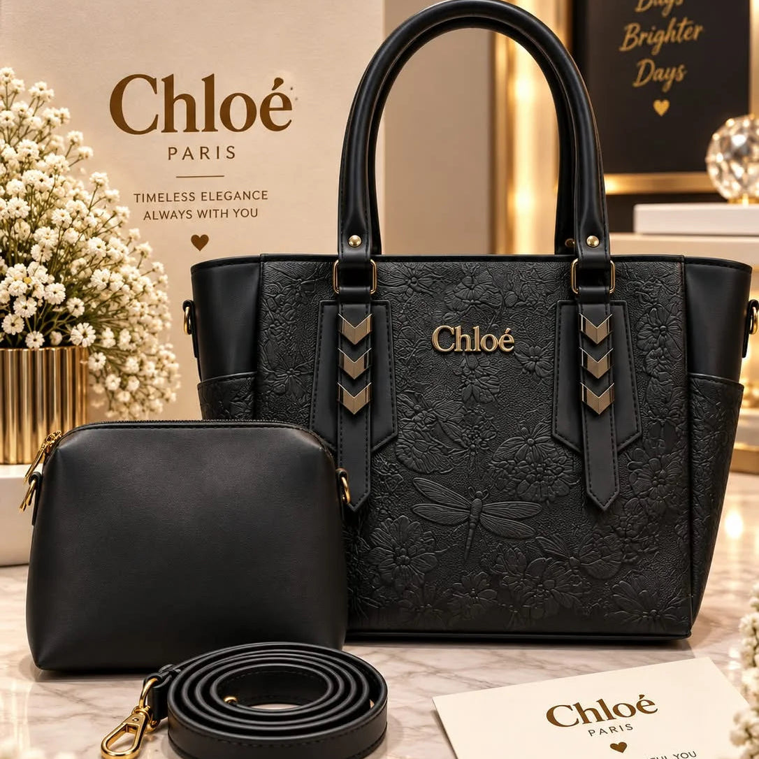 Embossed Floral Handbag Set