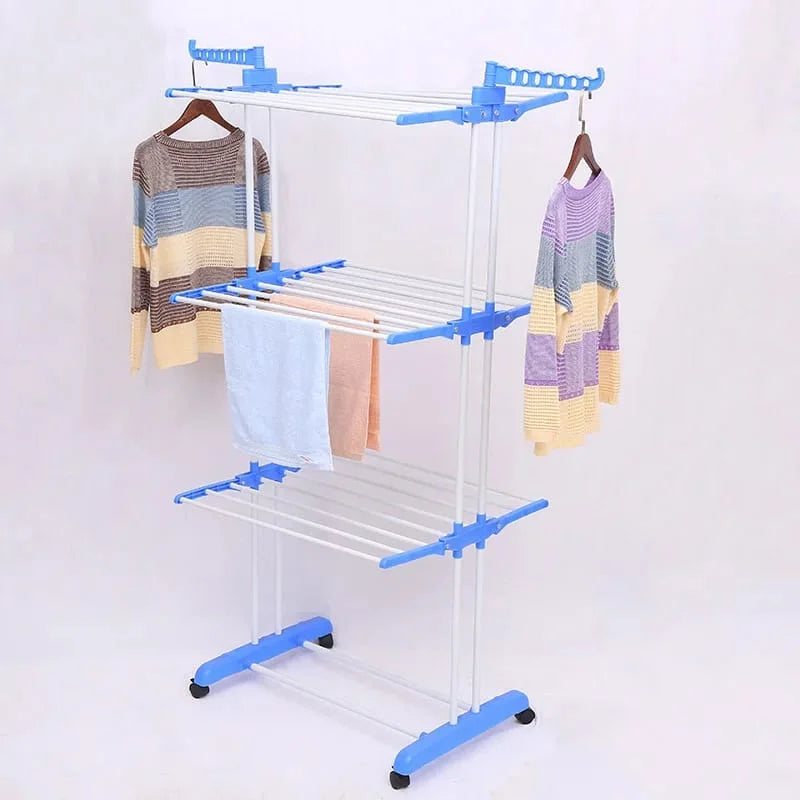 Three Layer Cloth Rack with Stainless Steel Rods