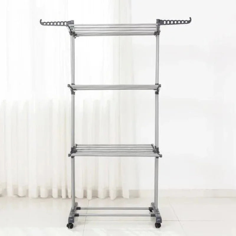 Three Layer Cloth Rack with Stainless Steel Rods