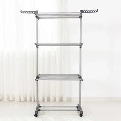 Three Layer Cloth Rack with Stainless Steel Rods