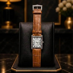  Classic Leather Rectangular Dial Watch