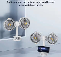Dual Head Cooling Fan - Adjustable Desktop USB Fan