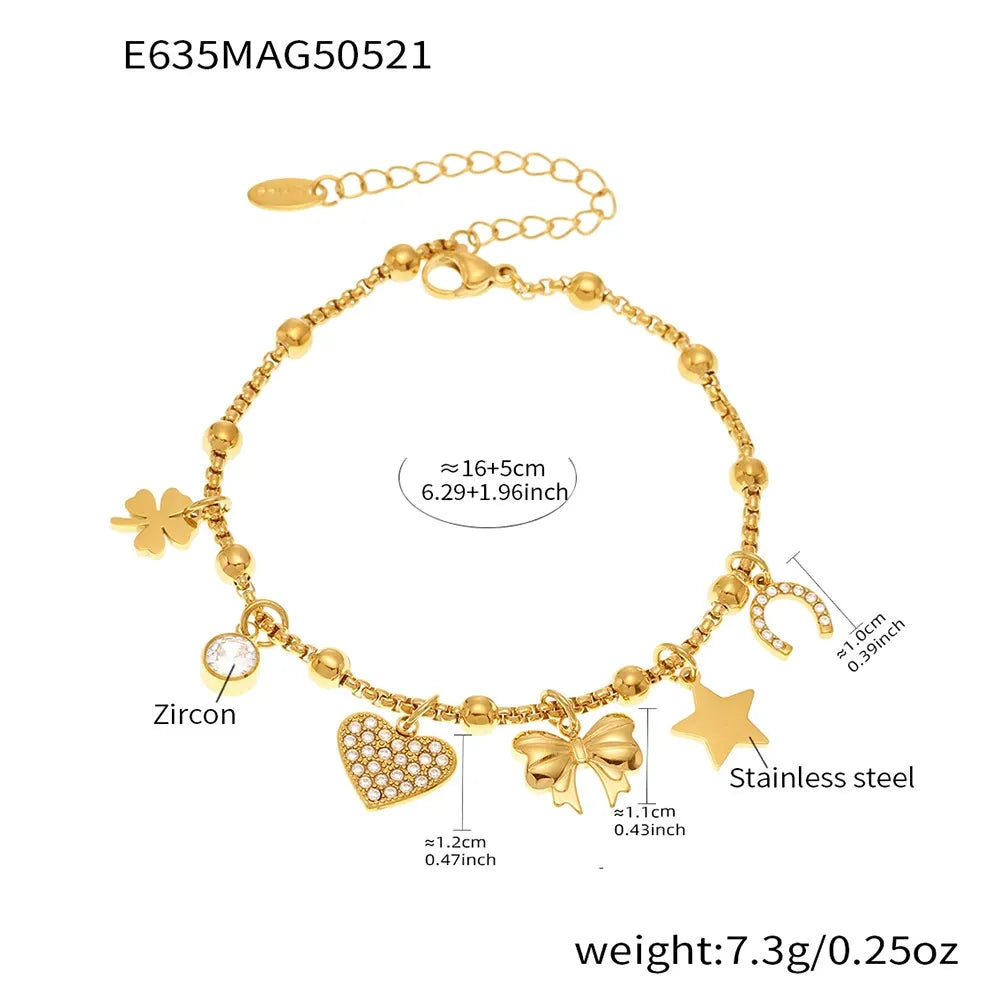 Stainless Steel Zirconia Charm Bracelet