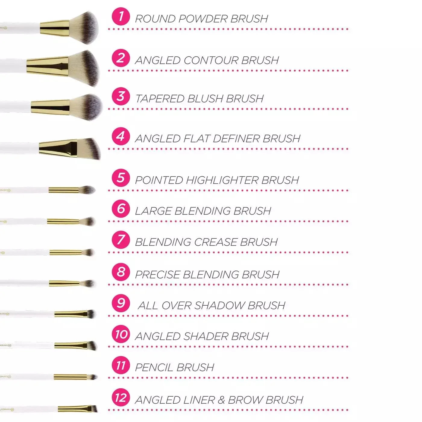 BH Cosmetics - Pink Studded Elegance - 12 Piece Brush Set