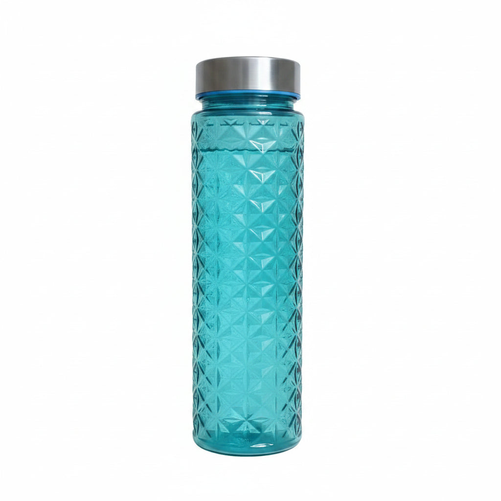 Crystal Diamond Design Plastic Water Bottle with Stainless Steel Lid