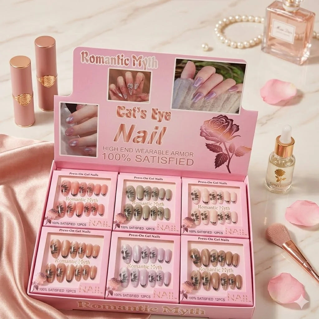 Romantic Myth Cat's Eye Press-On Gel Nails