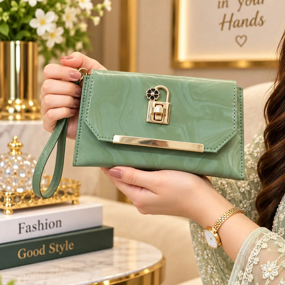 Marble Pattern Envelope Clutch