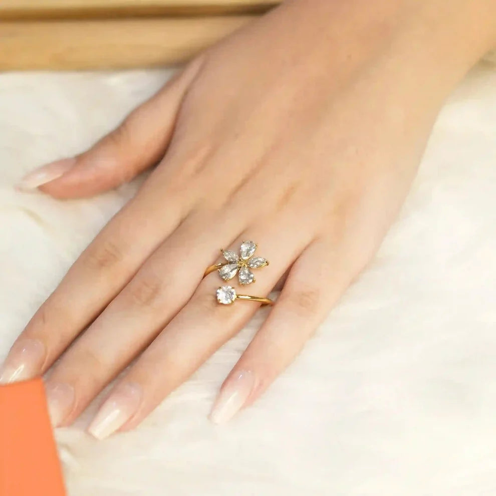 Stainless Steel Flower Adjustable ring