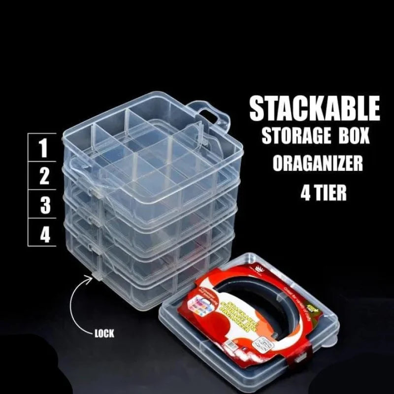 Stackable Storage Box Organizer - 4 Layers