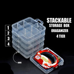 Stackable Storage Box Organizer - 4 Layers