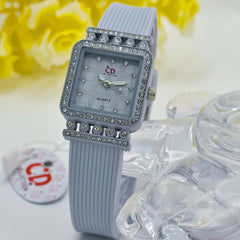 CD Collection Square Rhinestone Womens Watch