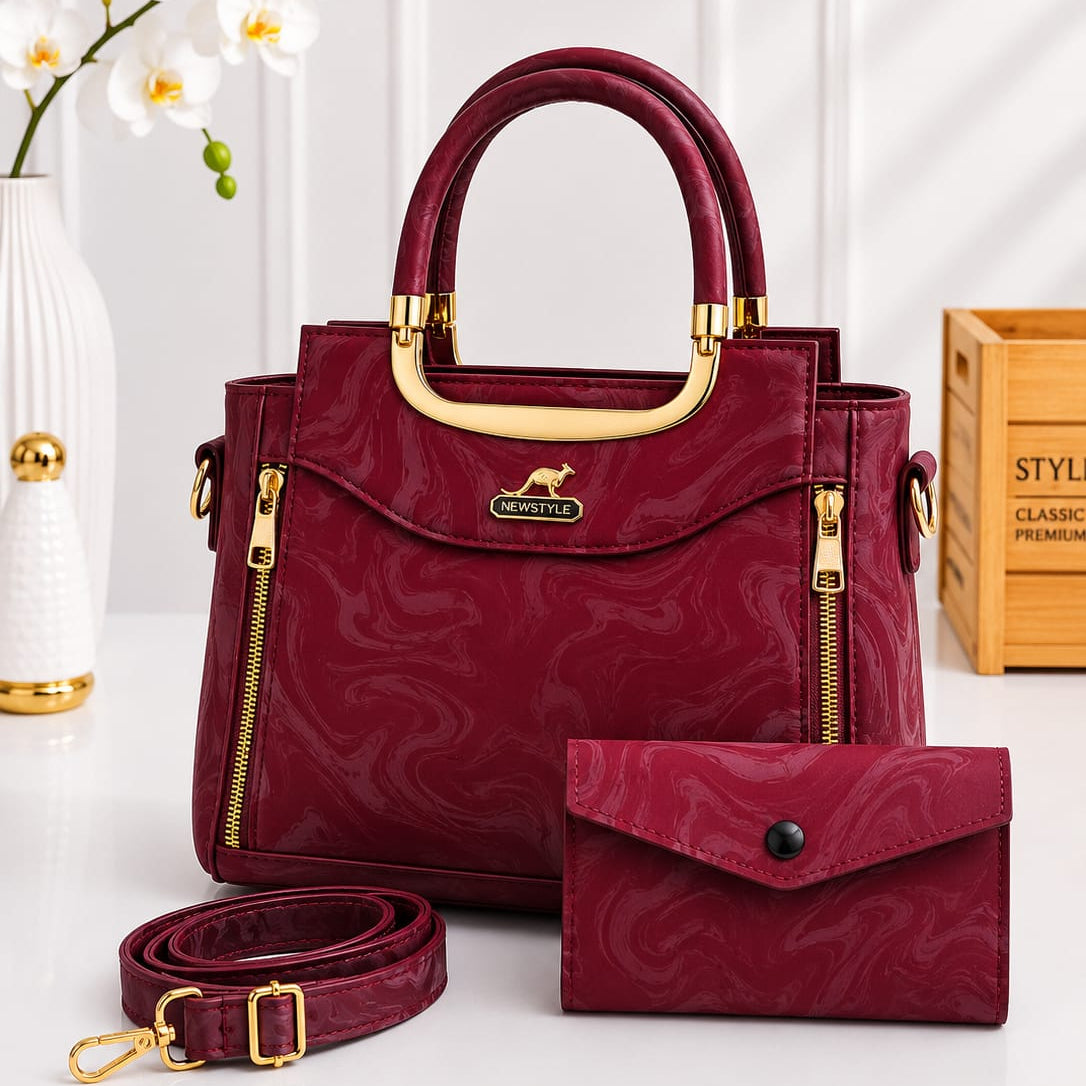 Premium Women's Handbag Set - 2 Pcs Set - Handbag + Matching Wallet