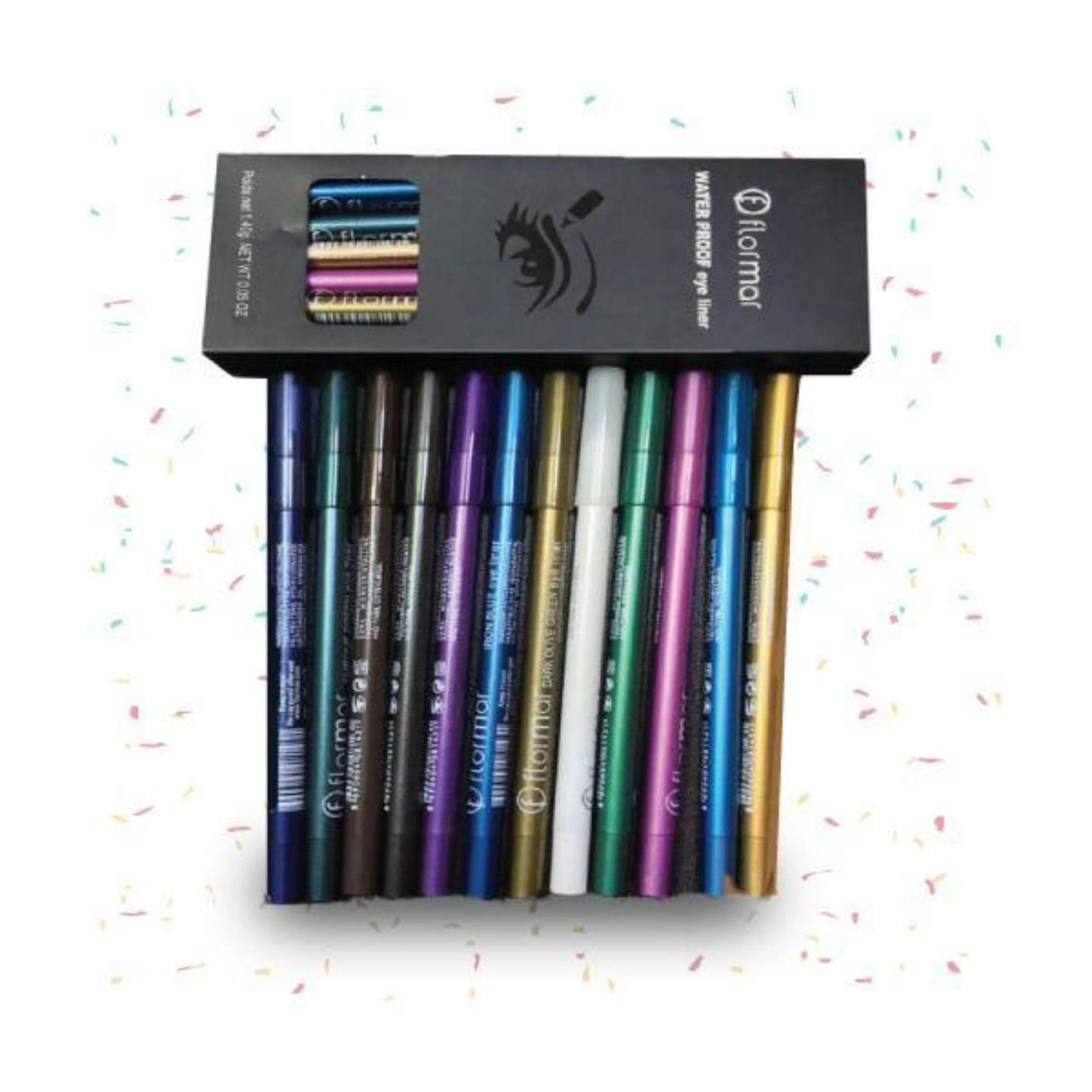 Flormar Waterproof Pencil Eyeliners -  Pack of 12