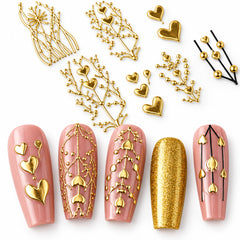 Golden Relief Sun Moon Love Star Flower Nail Art Stickers