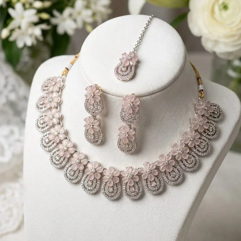 Floral Cubic Zirconia Jewelry Set