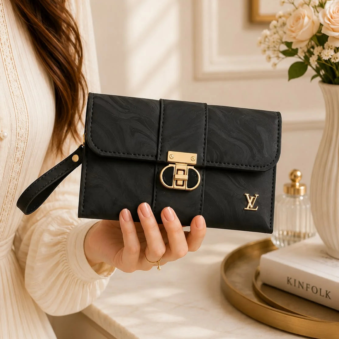 Womens Marble Pattern Clutch Bag