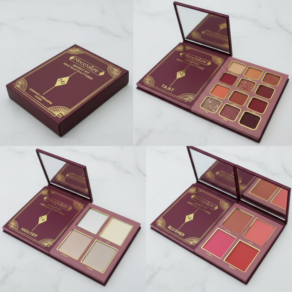 Mocallure 3 in 1 Makeup Kit Mini Palette Notebook Eyeshadow, Highlighter & Blusher